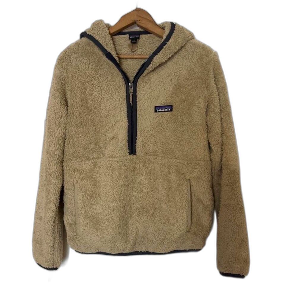 Patagonia Los Gatos Fleece Hoodie S Tan Beige Sherpa 1/4 Zip Pullover Outdoor